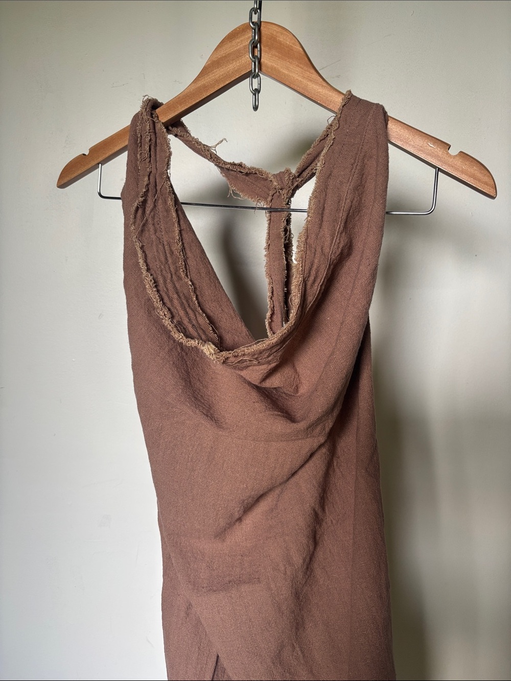 Vintage Cotton Gauze Brown Mini Halter or Tube Dress - Picture 2 of 11